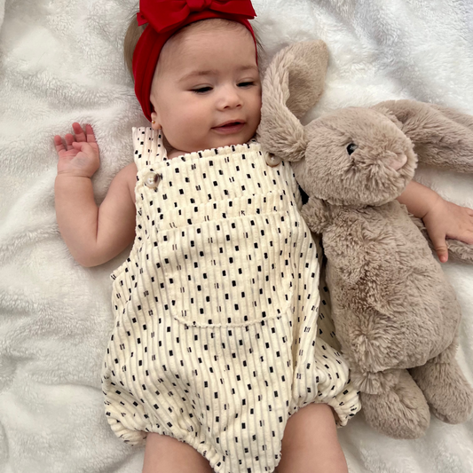 Square Print Corduroy Baby Bodysuit